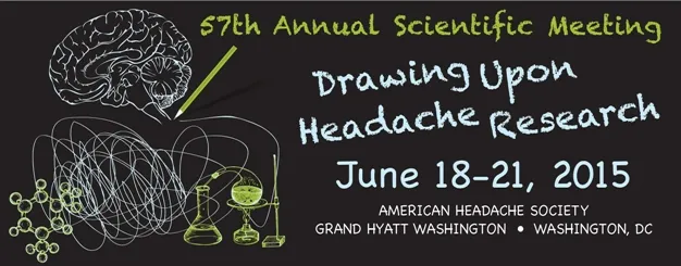 Plaket des 57. Treffen der amerikanischen Headache Society. Motte: Drawing Upon Headache Research – Sich auf Kopfschmerzforschung stützen